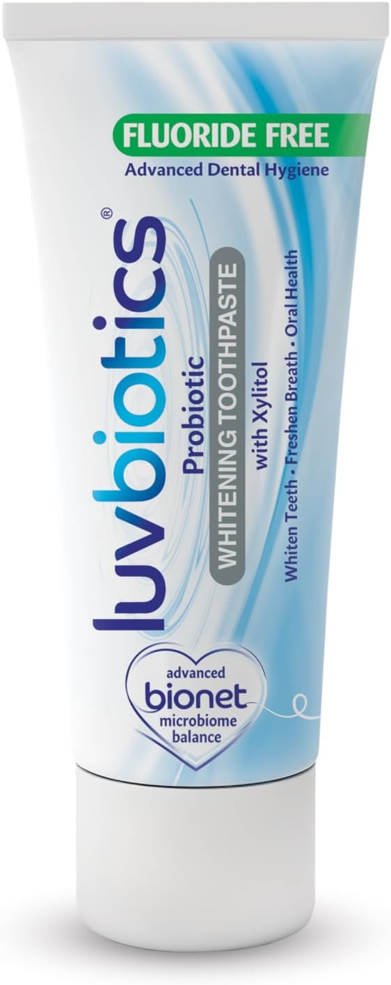 Luv Biotics Fluoride Free Whitening Toothpaste with Oral Probiotics, Xylitol & Aloe Vera for Fresh Breath,Cavity Protection & Oral Care - 75ml