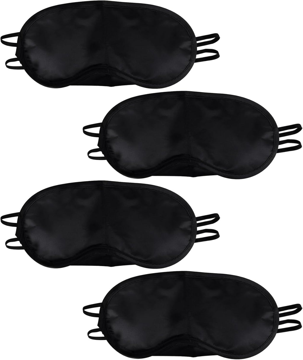 4 Pcs Blindfold, Black Eye Mask, Eye Masks for Sleep, Nose Pad and Adjustable Strap Blindfold, Game Sleeping for Everyone Travel Nap Sleeping