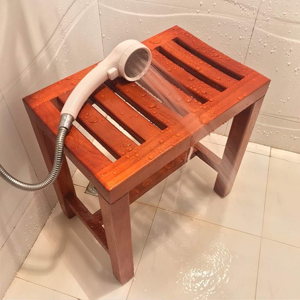 Waterproof Bathroom Stool for Elderly Bath Chair Wood Shower Bench Adult Non-Slip Wooden Shower seat Bathtub Spa Change Shoes Stool, Max. 250kg
