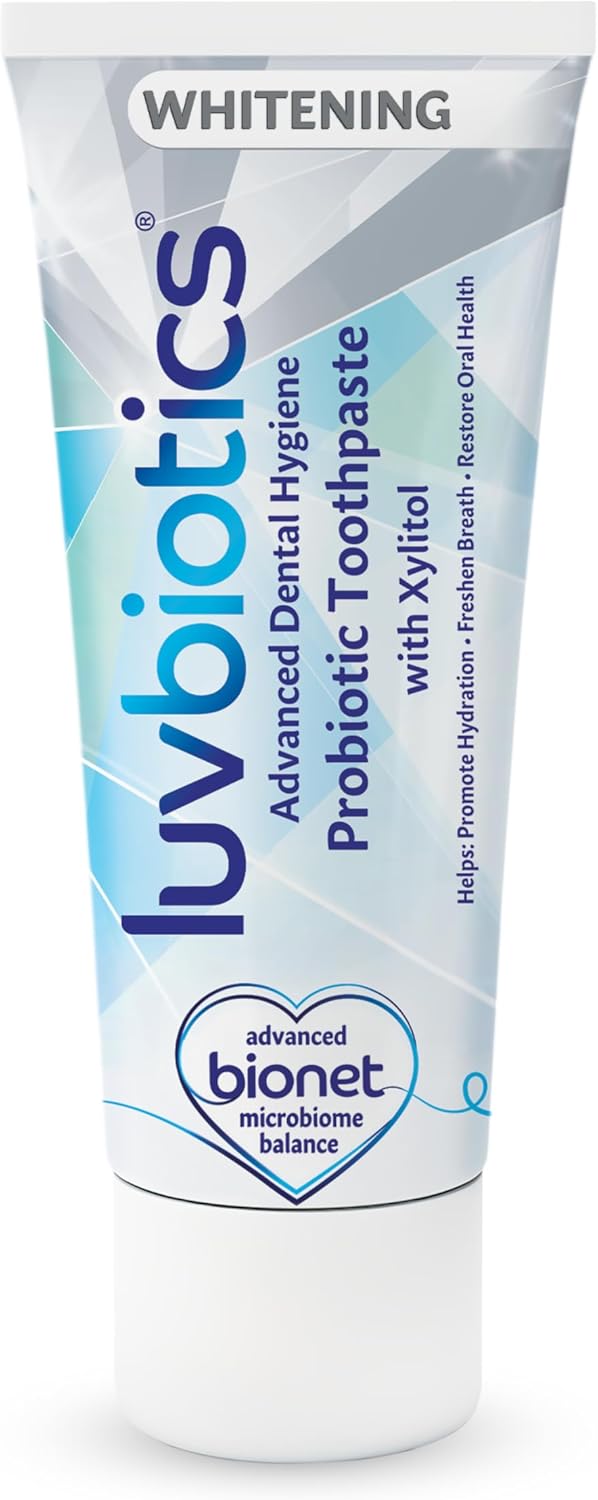 Luv Biotics Probiotic Whitening Toothpaste with Xylitol & Aloe Vera Fresh Breath, Cavity Protection, Microbiome Support & Healthy Gums – No Sulphates or Parabens-75ml