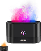 Flame Effect Essential Oil Diffuser, 180ml Ultrasonic Aromatherapy Humidifier, 7 Color Changing Lights with Ultra Quiet, Auto Shut-Off, Valentine's Day Gift for Bedroom Home Office and Yoga (Black)