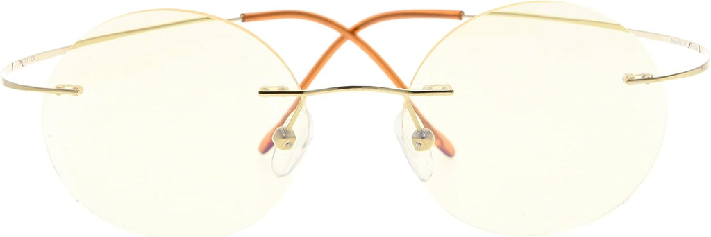 CessBlu Rimless Anti Blue Ray Titanium Round Computer Glasses Women Men Reading Eyeglass