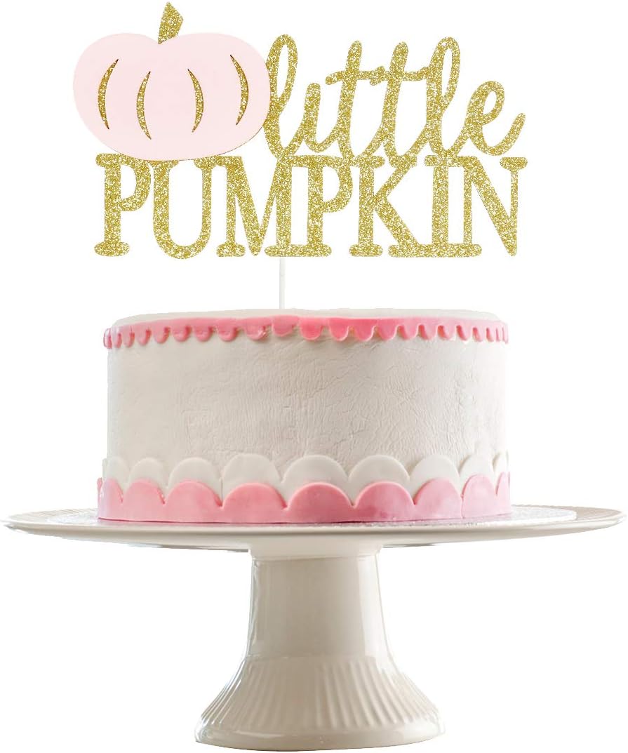 Little Pumpkin Cake Topper Gold Little Pumpkin Baby Shower Cake Topper for Little Pumpkin 1st Birthday Baby Shower Cake Supplies