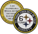 Black and Gold Recovery Medallion in Years 1-50 with Alcoholics Anonymous Responsibility Pledge My Recovery Store