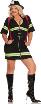 Adult Ms. Blazin' Hot Firefighter Costume Plus Size