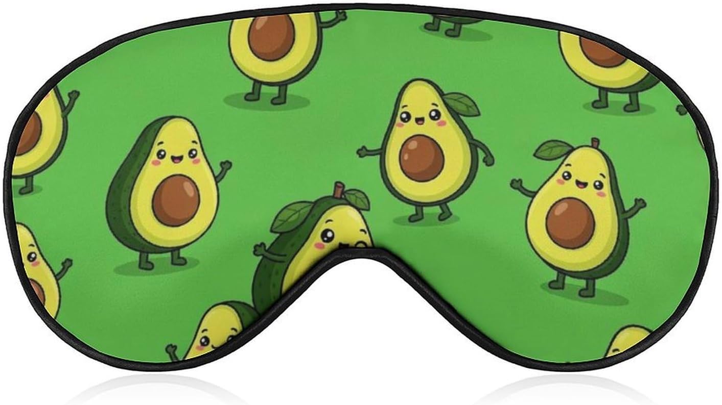 Blackout Eye Cover for Sleeping, Sleep Mask Adjustable Elastic Strap, Reusable Cute Cartoon Avocado Night Blindfold for Men Women