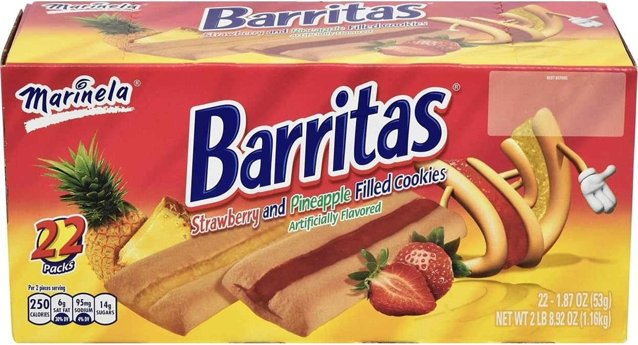 Marinela, Barritas, Pineapple And Strawberry Cookies, 44 Count, 82.28 Ounce