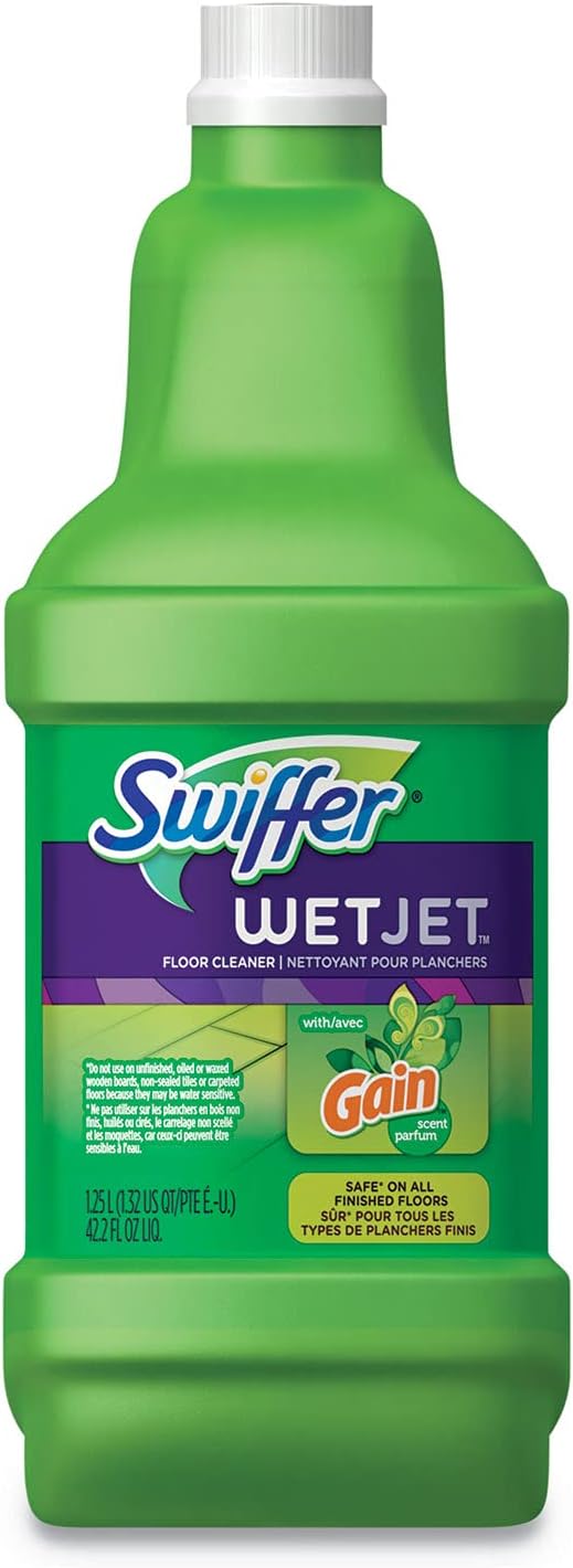 Procter & Gamble Swiffer 77809 Wetjet System Cleaning-Solution Refill, Original Scent, 1.25 L Bottle, 4/Carton