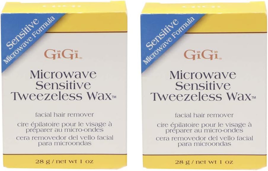 GiGi Microwave Tweezeless Wax, Non-Strip Waxing Kit Gentle Remover for Sensitive Skin, Painless Hair Removal - 2 Pack