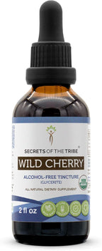 Secrets of the Tribe Wild Cherry USDA Organic | Alcohol-Free Extract, High-Potency Herbal Drops | Made from 100% Certified Organic Wild Cherry (Prunus Serotina) Dried Bark 2 oz