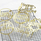 Gold Cake Topper Set Double Sided Glitter Acrylic Happy Birthday Cupcake Toppers Birthday Decorations for Children Adults
