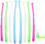 8 Pieces End Tuft Toothbrush with Cover, Soft Interdental Brushes Tapered Brush Braces Toothbrush for Orthodontic Braces Detail Cleaning(Blue/Green/Rose Red/White)
