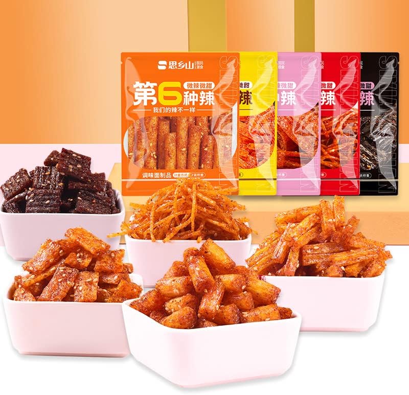 Handmade Latiao Spicy Strips Gift Pack, Instant Classic Slightly Spicy and Sweet Flavor Chinese Special Snack Food, Ready to eat Spicy Snacks, Nostalgia Spicy Stick Small Gluten, Vegan (30 bags)