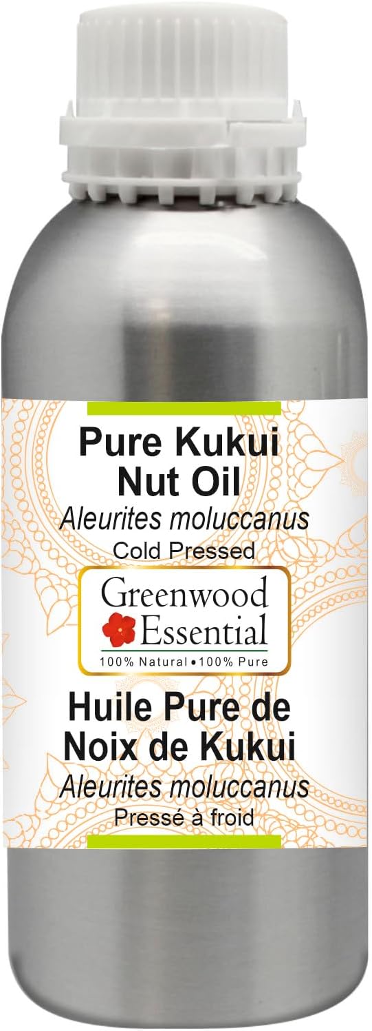 Greenwood Essential Pure Kukui Nut Oil (Aleurites moluccanus) Cold Pressed 1250ml (42 oz)