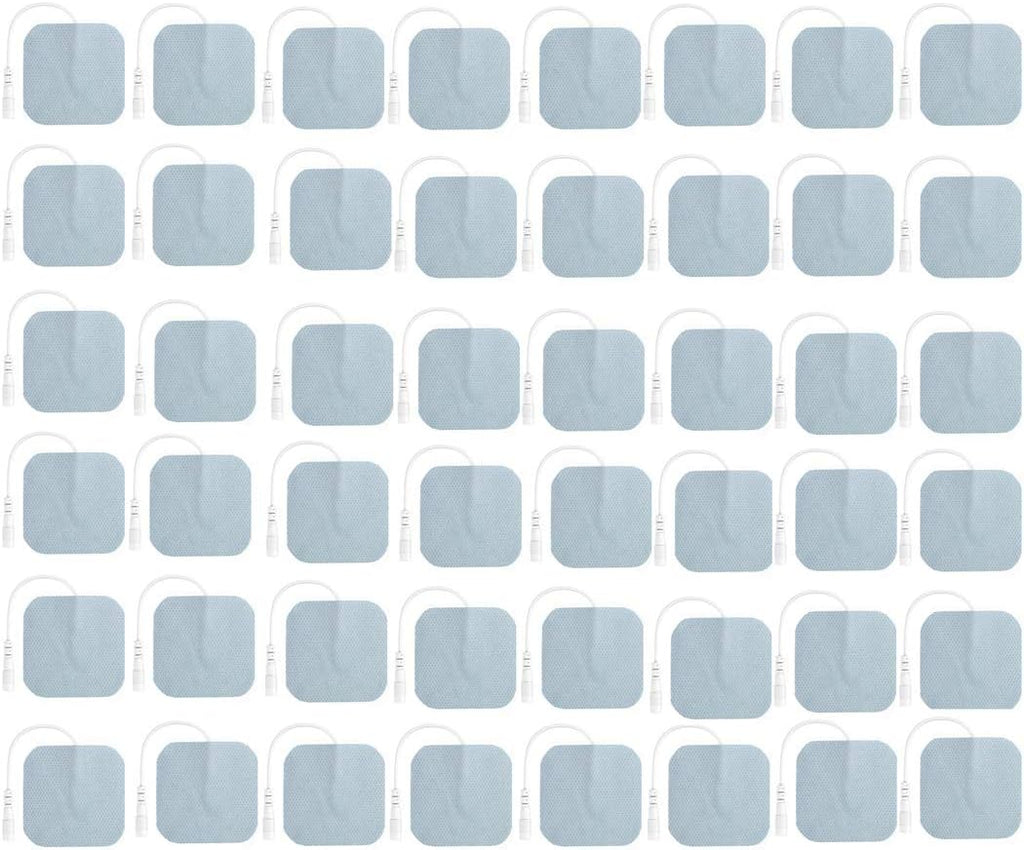 TENS Unit Pads 48 Pcs Wired Self-Adhesive Electrodes Premium Replacement Pads for TENS Units - 2x2 Inches (2x2-48 Pcs)
