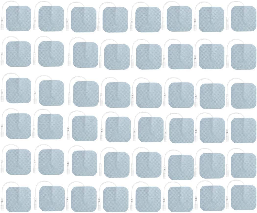 TENS Unit Pads 48 Pcs Wired Self-Adhesive Electrodes Premium Replacement Pads for TENS Units - 2x2 Inches (2x2-48 Pcs)