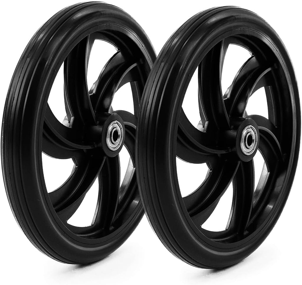 Rollator Walker Pair Of 7.5-Inch Replacement Wheels, All Pedestrian Ground Wheels, Wear-Resistant Pu Tires, Rollator Walker Replacement Parts. (1ea Black)