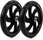 Rollator Walker Pair Of 7.5-Inch Replacement Wheels, All Pedestrian Ground Wheels, Wear-Resistant Pu Tires, Rollator Walker Replacement Parts. (1ea Black)