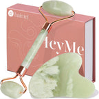 BAIMEI IcyMe Jade Roller & Gua Sha Set Face Roller and Gua Sha Facial Tools for Skin Care Routine and Puffiness, Self Care Gift for Men Women - Light Green