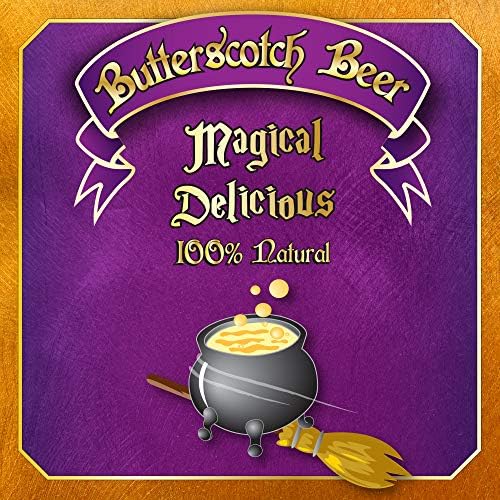 Flying Cauldron Butterscotch Beer, 12 Fl Oz (Pack of 4), Vanilla Cream Soda Brew, All- Natural, Non-Alcoholic and Caffeine free.