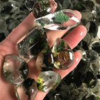 aite Natural Ghost Phantom Quartz Crystal Gem Specimen Healing Stone Pendant for Home Decora and Jewelry Making