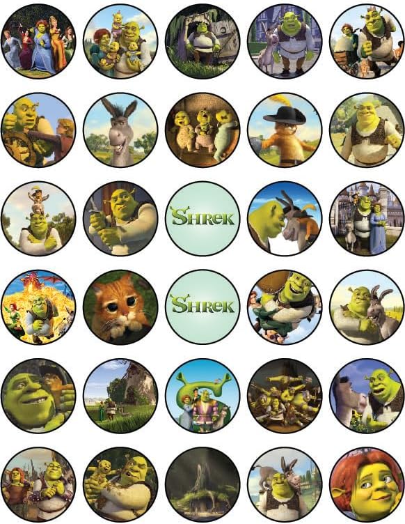 30 x Cupcake Toppers Themed of Monster Green Collection - Edible Cake Decorations | Uncut on Wafer Sheet