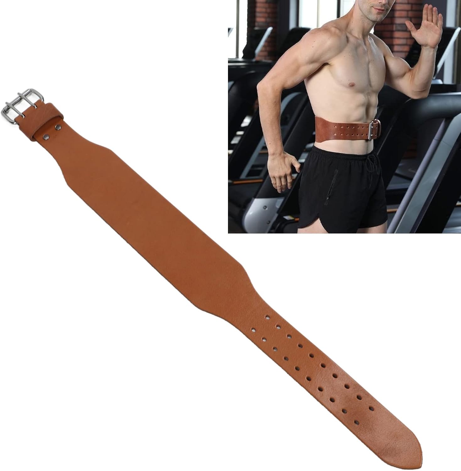 VGEBY Weightlifting Belt, Flexible Adjustable Tear Double Prong Powerlifting Belt Power Back Support for Lifts Pull Ups (M)