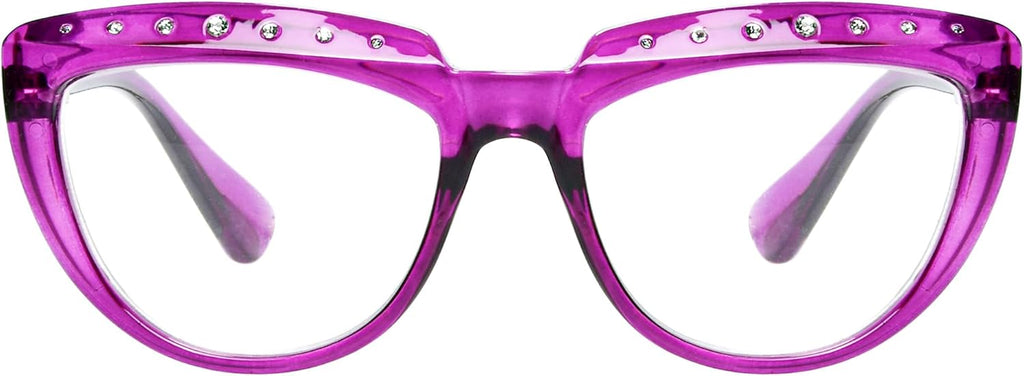 Eyekepper Reading Glasses for Women Rhinestone Readers Oversize Half-Moon Design Eyeglasses - Purple +1.50