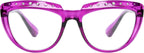 Eyekepper Reading Glasses for Women Rhinestone Readers Oversize Half-Moon Design Eyeglasses - Purple +0.75