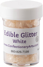 EDIBLE GLITTER WHITE: Shimmer/Sparkle/Flakes for Cakes and Cupcakes Decorating/Sprinkles/Shapes/Kosher/Topper and Accent for Desserts (WHITE)