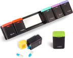 Weekly Pill Organizer 1 Time a Day Weekly Pill Organizer Magnetic Large Travel Pill Case, Week Once Daily Medication Dispenser Medicine Container Holder for Supplement Box 7 Day 1 Time a Day(Black)