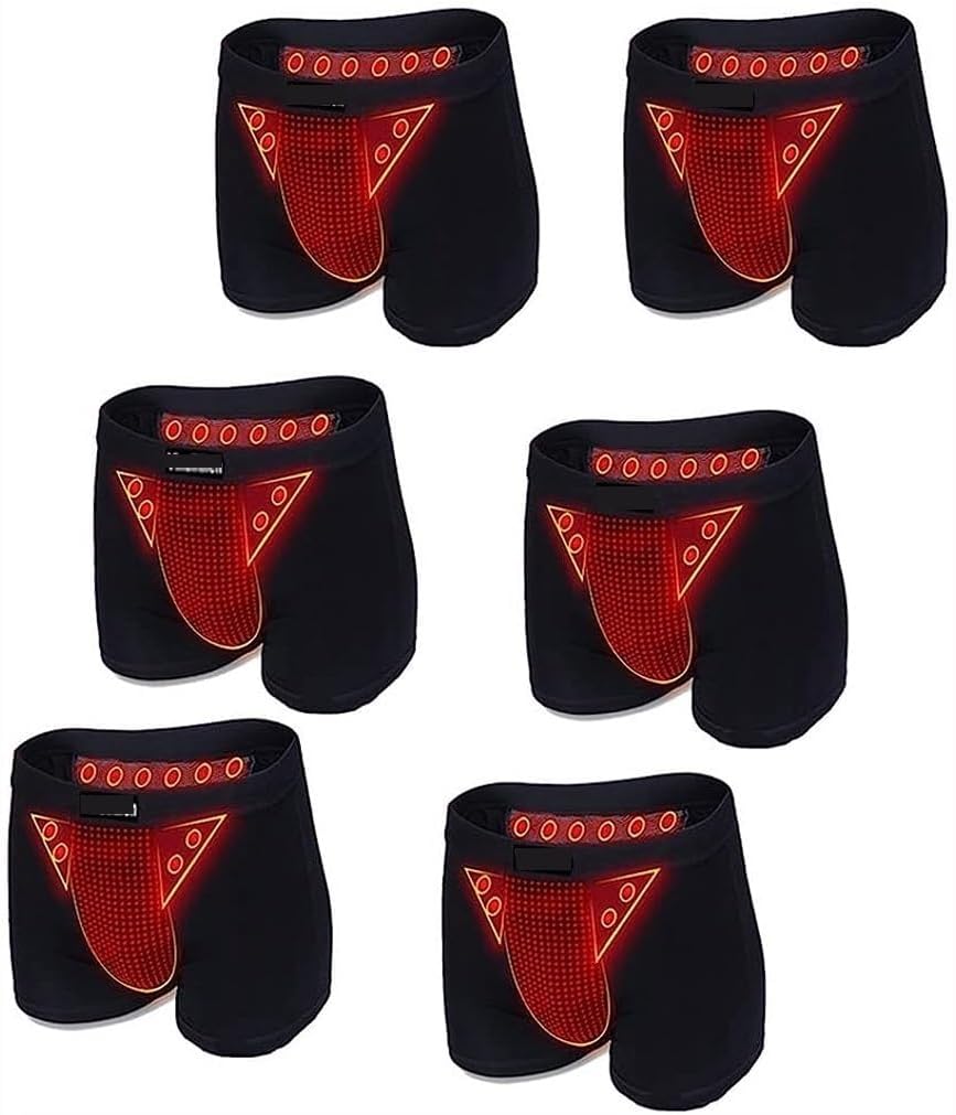 Men's Improving Male Power 6/Pack Underwear Magnetic Energy Field Therapy Tourmaline Panties Health Care Boxer Briefs (Color : 6pcs-Black, Size : 4X-Large)