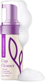EcoBlossom Menstrual Cup Cleaner - Unscented Foaming Sterilizer Wash for Silicone Period Discs - Wipes Clean, Organic Ingredients, Natural, pH-Balanced (5 oz (150ml))