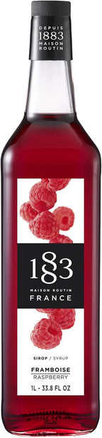 1883 Raspberry Syrup for Drinks, Made in France, 1 Liter Glass Bottle