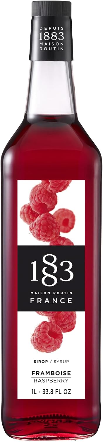 1883 Raspberry Syrup for Drinks, Made in France, 1 Liter Glass Bottle