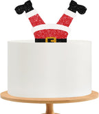 Santa Legs Cake Topper, Santa Claus Cake Decor, Red&Black Glitter Christmas Santa Cake Topper, Christmas Birthday/Winter Holiday Party Decoration