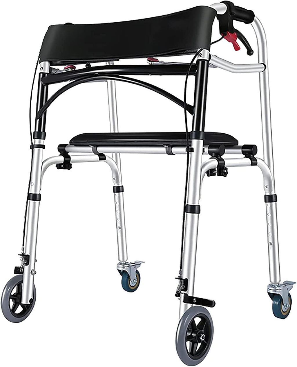 Walker for Seniors and Adults Rollator, Adjustable Height Folding Walker with Brake and 4 Wheels, Extra Wide Walking Mobility Aid (B)
