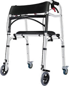 Walker for Seniors and Adults Rollator, Adjustable Height Folding Walker with Brake and 4 Wheels, Extra Wide Walking Mobility Aid (B)