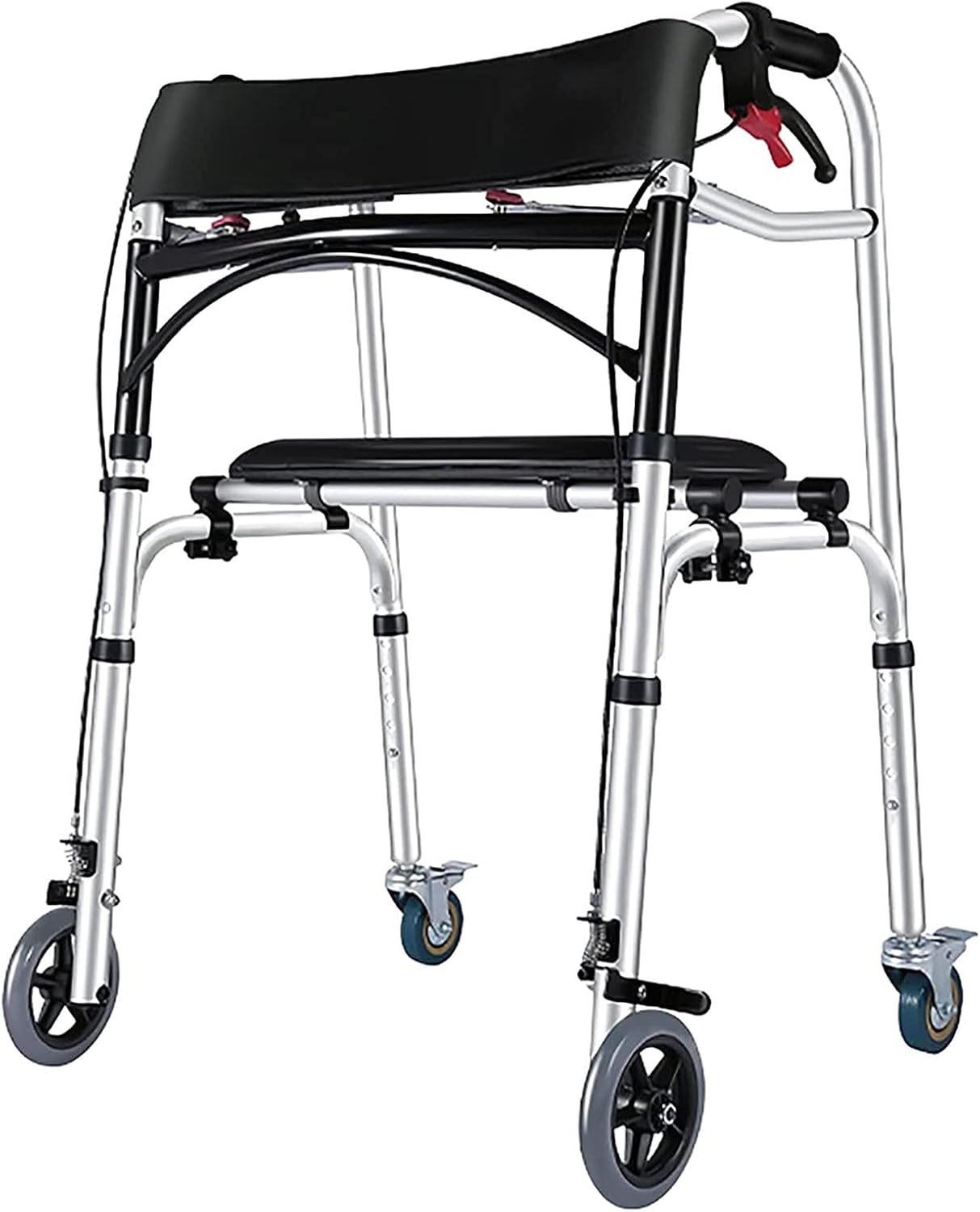 Walker for Seniors and Adults Rollator, Adjustable Height Folding Walker with Brake and 4 Wheels, Extra Wide Walking Mobility Aid (B)