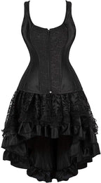 Corset Dress Bustier Lingerie Skirt Set Gothic Outfits Costume Basquesr Victorian Black Red