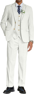 COOFANDY Men's 3 Piece Linen Suits Casual Lightweight Blazer Jackets Vest Pants Set for Wedding Business Prom