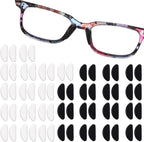 30 Pairs Eyeglasses Nose Pads Anti-Slip Soft Glasses Nose Pad Replacement Silicone Adhesive Transparent Eyeglass Noses Pads for Full Plastic Frames (Clear+Black 1.0mm)