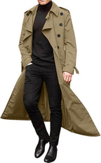 Waterproof Trench Coat Men Winter Trenchcoats Lapel Long Jacket Double Breasted Overcoat Soft Elegant Windbreaker