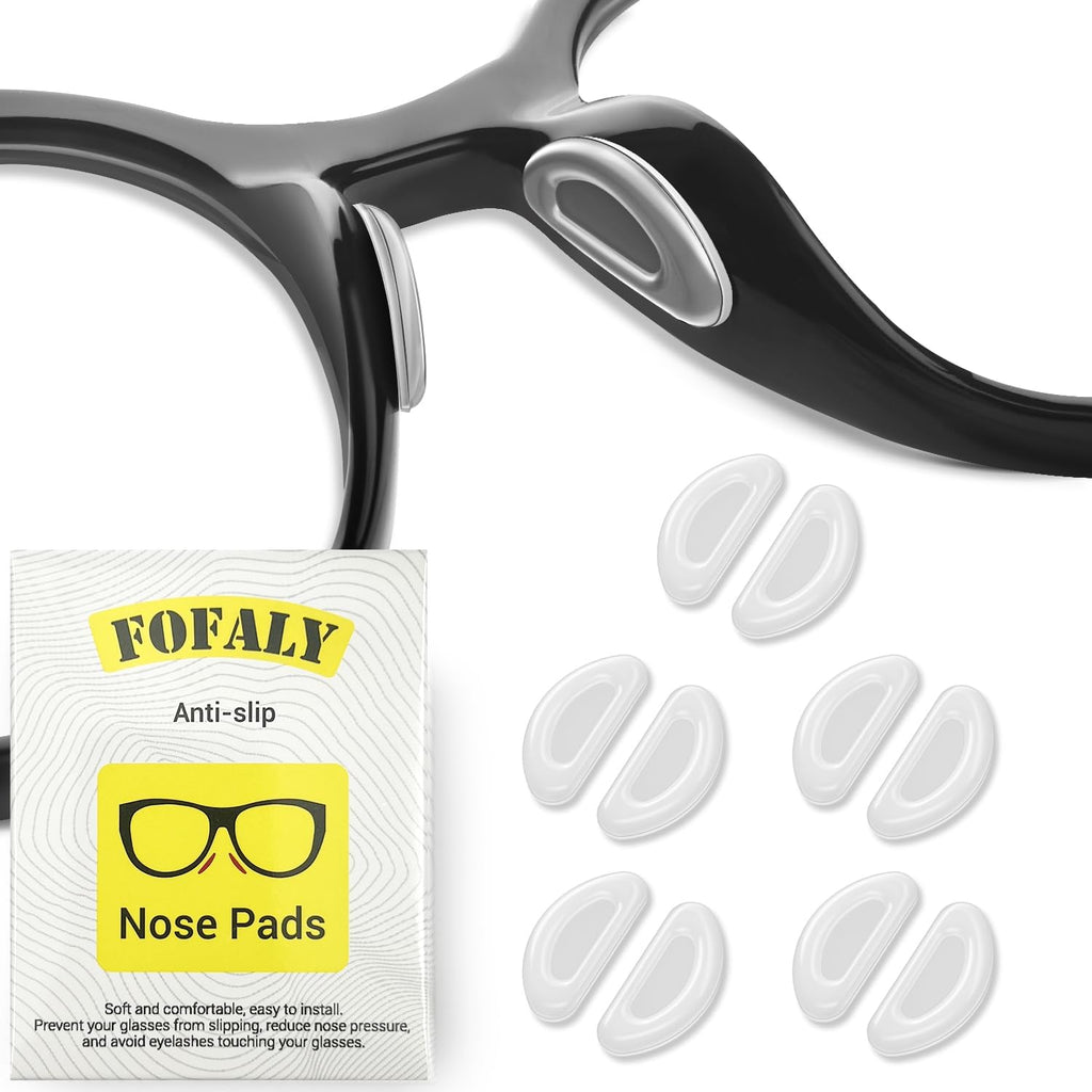 Eyeglass Nose Pads, Anti Slip Nose Pads for Glasses, Soft Comfortable Silicone Cushions for Sunglasses, Reduce Pressure and Prevent Slipping for Glasses (5 Clear Pairs)