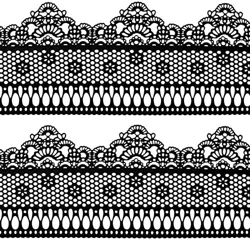 Funshowcase Ready to Use Edible Cake Lace Lattice with Small Daisy Black 14-inch 10-piece Set