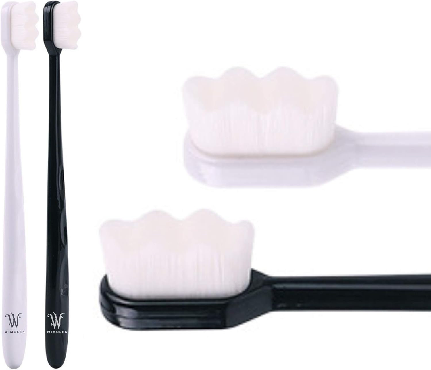 Wimolek Extra Soft Toothbrush for Sensitive Gums and Teeth with 20,000 Ultra Soft Bristles. Micro-Nano Toothbrush. Excellent Cleaning Effect (2 Pack) (White Wave Bristle)