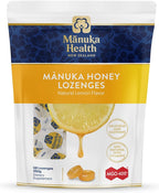Manuka Health Manuka Honey Cough Drops – 58 Natural Lemon Flavored Throat Lozenges Infused with Raw Manuka Honey and Vitamin C for Immune Support