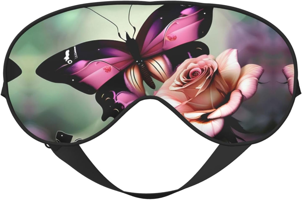 Flower Rose Butterfly Double Side Eye Mask, Adjustable Strap Eye Mask, Eye Sleep Shade Cover, Blocks Light Eye mask