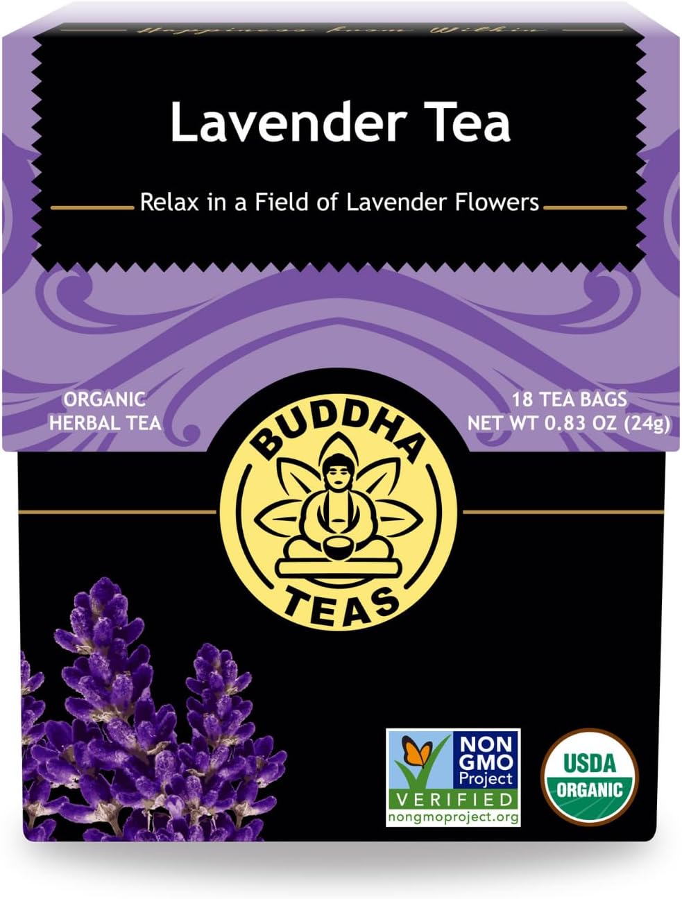 Buddha Teas Organic Lavender Tea - OU Kosher, USDA Organic, CCOF, 18 Bleach-Free Tea Bags