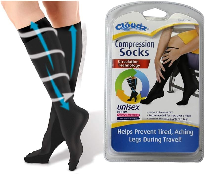 Cloudz - Compression Flight Socks - Medium (Unisex) - (Men's Shoe Size 5-9, Women's Shoe Size 6-10)